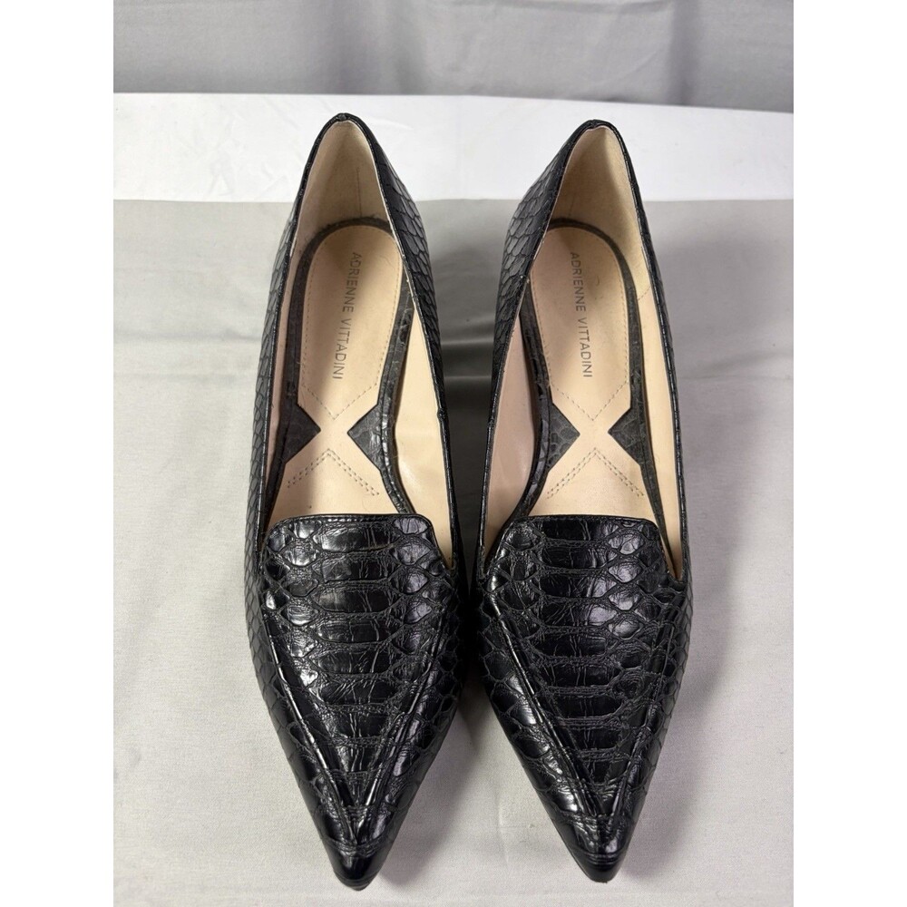 Adrienne Vittadini Womens Black Animal Print Dress Shoes Size US 8.5M 1.5 Heel